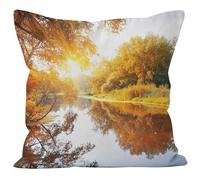 CEVAN Linen Funda Almohada XXL Funda De Almohada One Piece Paisaje De Otoño Funda Cojín Decorativo Funda De Almohada Larga Anime Fundas para Cojines 45x45cm,1Pcs