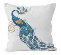 CEVAN Lino Funda Cojín Asiento Sofa Fundas De Almohada Anime Pavo Real Funda Cojín Lumbar Fundas De Cojín para Sofá Fundas para Cojines 45x45cm,1Pcs