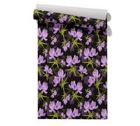 CEVAN Papel de Paredes Decorativo Revestimiento Fachadas Exterior PVC Flor Elegant Art Arte Elegante Púrpura Papel Pintado Despegar Y Para Salpicaderos Cocina 45x300cm