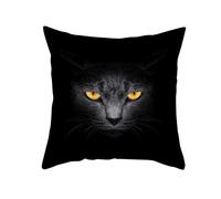 CEVAN Poliéster Funda Cojín Hamaca Funda Almohada Don Algodon El Gato Funda Almohada Exterior Fundas para Cojín Negro Fundas para Cojines 50x50cm, 1Pcs