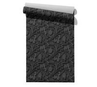 CEVAN Quita Papel Pintado Pared Autoadhesivo Textura Tela Patrón Retro 3D Noble Art Arte Noble Negro Papel Para Armarios de Cocina 45x500cm