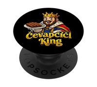 Cevapcici King - Amante Divertido de la Comida balcánica PopSockets PopGrip Adhesivo