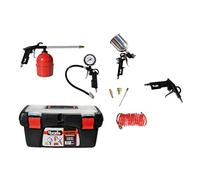 CEVIK PRO CAKIT8PRO - Kit de Accesorios para Compresor de 8 Piezas - Incluye Pistolas de Pintar, Soplar, Petrolear e Inflar - Enchufe Universal - Espiral 5m y 3 Boquillas - Con Caja de Herramientas