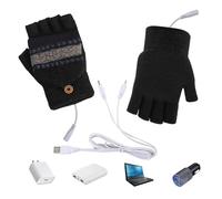 Ceweao Guantes eléctricos con calefacción, guantes térmicos para el invierno | Guantes térmicos por USB, guantes de esquí completos y medios dedos, calentadores de manos, cálidos para ciclismo