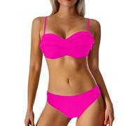 CEWIFO Conjunto de bikini push up para mujer, traje de baño deportivo de cintura alta, color negro, traje de baño sexy de dos piezas, Rosa-1., M