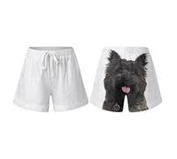 CEWIFO Pantalones cortos informales para mujer, con estampado moderno para baloncesto, playa, cintura elástica, ropa informal de verano, Blanco, XXL