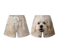 CEWIFO Pantalones cortos informales para mujer, con estampado moderno para baloncesto, playa, cintura elástica, ropa informal de verano, caqui, 3XL