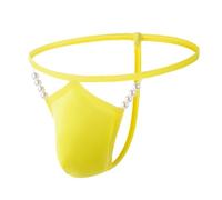 CEWIFO Pantalones de hombre con baja personalidad tendencia transparente triangular ropa de hombre para actuaciones seductoras, amarillo, XL