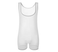 CEWIFO Ropa de dormir para hombre transpirable sin mangas chaleco de malla transparente para seducción, Blanco, XL