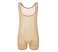 CEWIFO Ropa de dormir para hombre transpirable sin mangas chaleco de malla transparente para seducción, caqui, M