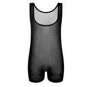 CEWIFO Ropa de dormir para hombre transpirable sin mangas chaleco de malla transparente para seducción, Negro , L
