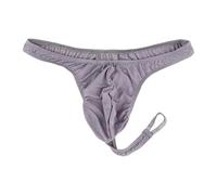 CEWIFO Ropa interior fina de seda de hielo transparente para hombre con cintura de anillo en forma de U para noches seductoras, gris, Talla única