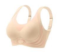 CEWIFO Sujetador de encaje frontal para mujer, hebilla decorativa para actividades deportivas, horas relajadas, beige, XXL