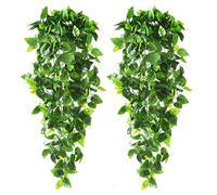 CEWOR - 2 plantas colgantes artificiales de 1,10 m de hiedra falsa, hojas de hiedra para pared, hogar, habitación, jardín, boda, decoración exterior (sin cestas)