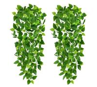 CEWOR - 2 plantas colgantes artificiales de 1,10 m de hiedra falsa, hojas de hiedra para pared, hogar, habitación, jardín, boda, decoración exterior (sin cestas)