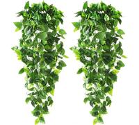 CEWOR 2 plantas colgantes falsas de 3.5 pies, hojas de hiedra artificiales para boda, pared, casa, habitación, patio, interior, exterior, hogar, estante, oficina, decoración (sin cestas)