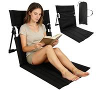 CEWROM Cojín de asiento para exterior, silla de playa plegable, cojín para silla de playa con respaldo, silla de suelo, cojín plegado, cojín de playa, plegable para camping, pícnic, pesca (negro)