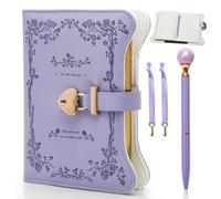 CEWROM Diario con candado y llaves para niñas, 360 páginas, con bolígrafo y marcapáginas, rellenable B6 secreto, regalo ideal para adolescentes o mujeres (morado)