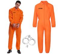 CEWROM Disfraz de convicto para hombre o mujer, mono clásico de color naranja, mono de prisión con esposas, para carnaval, Halloween (XL)