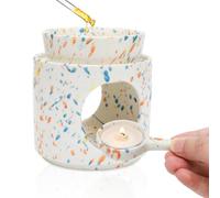 CEWROM Lámpara aromática con vela de té, lámpara aromática para aceites esenciales, difusor de aceite aromático y cera perfumada, cuenco extraíble, superficie acanalada, ayuda a dormir, relajación