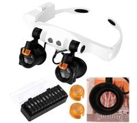 CEWROM Lupa con 2 luces LED, lupa para reparación de relojes, lupa de montaje en la cabeza, aumento con 12 lentes (3X-10X), lupa de lectura manos libres para leer, lupa de joyería, reparación