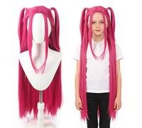 CEWROM Peluca de cosplay de anime, peluca para cosplay, peluca de anime, para hombre y mujer, pelo sintético resistente al calor, para carnaval, fiesta, baile de máscaras (rosa)