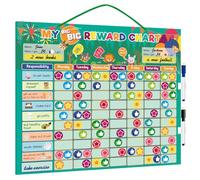 CEWROM Pizarra de Recompensas Infantil Magnética XL - Calendario de Tareas Semanal Montessori, Sistema de Responsabilidad y Hábitos para Niños, Planificador Magnético con Pegatinas y Rotuladores