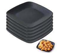 CEWROM Platos para servir, color negro, 17 x 17 x 2 cm, rectangulares, platos de postre, platos de camping, platos de pícnic, platos de melamina, para servir sushi, aperitivos, postres, pequeños