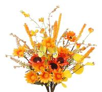 CEWUDA 3 Piezas Flores Artificiales Decoracion Ramos de Flores Artificiales Otoño Girasoles y Margaritas Falsas Flores Seda para Boda Hogar Fiesta Centros de Mesa Arreglos Florales Cementerio Jardín
