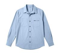 Cexiakong Camisa vaquera de manga larga para hombre, camisa de negocios, con botones, para senderismo, monocolor, transpirable, de manga larga, vintage, de verano, holgada, para exteriores, cuello de