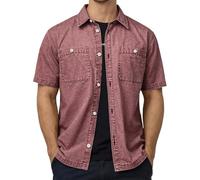 Cexiakong Camisa vaquera para hombre, monocolor, camisa de negocios, camisa de senderismo, manga corta, transpirable, de manga corta, holgada, cuello de solapa, camisa de verano, camisa tradicional