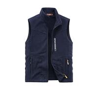 Cexiakong Chaleco de forro polar para hombre, ligero, sin mangas, chaleco de forro polar, chaleco de invierno con forro cálido, chaleco de trabajo para hombres con bolsillos con cremallera, otoño e