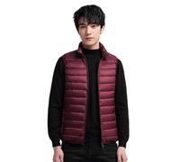 Cexiakong Chaleco de plumón ligero para hombre - Chaleco de invierno cálido plegable - Chaleco exterior pequeño y cómodo - Color liso - Chaleco acolchado impermeable - Otoño e invierno, granate, M