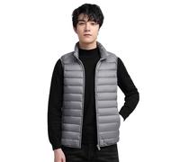 Cexiakong Chaleco de plumón ligero para hombre - Chaleco de invierno caliente plegable - Chaleco exterior pequeño y cómodo - Color liso - Chaleco acolchado impermeable - Otoño e invierno, gris, XL