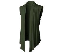 Cexiakong Chaleco de punto para hombre sin mangas, mezcla de lana con patrón de trenzas y botones, verde, XXL