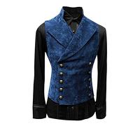 Cexiakong Chaleco de traje para hombre, para tiempo libre, monocolor, chalecos ajustados, chaleco de moda con cuello alto, chalecos de traje, botones, otoño, retro, chaleco para hombre, cuello vuelto