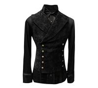 Cexiakong Chaleco de traje para hombre, para tiempo libre, monocolor, chalecos ajustados, chaleco de moda con cuello alto, chalecos de traje, botones, otoño, retro, chaleco para hombre, cuello vuelto