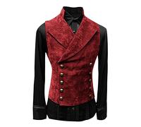 Cexiakong Chaleco de traje para hombre, para tiempo libre, monocolor, chalecos ajustados, chaleco de moda con cuello alto, chalecos de traje, botones, otoño, retro, chaleco para hombre, cuello vuelto