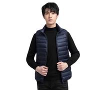 Cexiakong Chaleco ligero de plumón para hombre Guides Down Vest Chaleco de invierno cálido Pequeño chaleco plegable para exteriores de invierno Cómodo monocolor repelente al agua chaleco acolchado