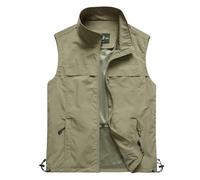Cexiakong Chaqueta con capucha para hombre, bolsillos, chaleco ligero, chaleco de acción, transpirable, cuello alto, chaleco de pesca de nailon, para caza, senderismo, al aire libre, camping,