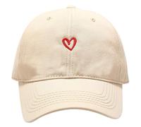 Cexiakong Gorra de béisbol para hombre y mujer, vintage, lavada, con ala curva, protección solar, sombrero de verano, con bordado de corazón, gorra transpirable, para parejas, para el sol, O beige