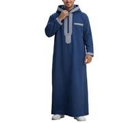 Cexiakong Kaftan - Ropa árabe para hombre, vestido musulmán, ramadán, verano, primavera, vestido de oración con capucha, vestido de oración de Oriente Medio, manga larga, talla grande, tóbalo islámico