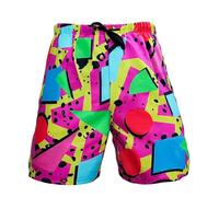 Cexiakong Pantalones cortos de verano de los años 80 para hombre, pantalones cortos de baño de los años 80, pantalones cortos de fiesta hawaianos, pantalones cortos de playa, discoteca, diversión