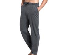 Cexiakong Pantalones largos de pijama para hombre, suaves, pantalones de ocio, parte inferior de pijama ligera, pantalones de yoga con cintura elástica y corte recto, elásticos, otoño e invierno, gris
