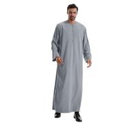 Cexiakong Ropa de oración musulmana de manga larga para hombre caftán de manga larga para hombres, ropa árabe, bata islámica de un solo color, Dubai, Oriente Medio, vestidos de invierno, túnica