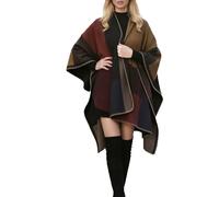 Cexiakong Señoras Otoño Invierno Bandana Cálida Poncho Ocio Slim Fit Cardigan Coat Cómodo Suave Manta Cape Bufanda Abrir Cape Art Invierno Manta Reversible para Mujer Niña Regalos Festivos, O Khaki