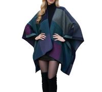 Cexiakong Señoras Otoño Invierno Bandana Cálida Poncho Ocio Slim Fit Cardigan Coat Cómodo Suave Manta Cape Bufanda Abrir Cape Art Invierno Manta Reversible para Mujer Niña Regalos Festivos, P Púrpura