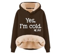 Cexiakong Sudadera con capucha para mujer, forro polar, para invierno, cálido, con cordón, sudadera de forro polar, sudadera con capucha, informal, deportiva, manga larga, puente, estampado, O Café