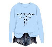 Cexiakong Sudadera para mujer divertida con estampado de letras, suéter sin capucha, suéter de otoño e invierno, para tiempo libre, manga larga, cuello redondo, sudaderas básicas de invierno, P Sky