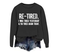 Cexiakong Sudadera para mujer sin capucha, suéter con estampado de cartas, suéter de otoño e invierno, para tiempo libre, manga larga, cuello redondo, sudaderas básicas de invierno, O negro., M